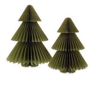 Decorative paper Christmas trees 25/20cm (set of 2) - Picea olive green